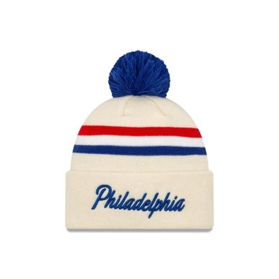 Sapca New Era Philadelphia 76ers NBA 2019 NBA Authentics City Series Pom Knit Beanie - Maro